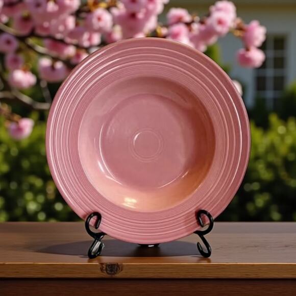 Fiesta Rose Pink 12'' Serving Dish Plate-Homer Laughlin-Bowl-Chop-Art Deco-Retro - Picture 1 of 7